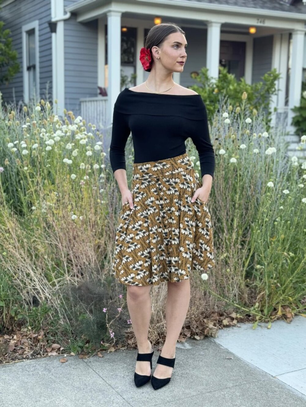 Effie’s Heart S Hiking Skirt Susan Pockets Floral Faux Button Front